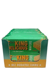 Allnutrition Fitking Delicious Wafers box with 32 packs of peanut flavor, no added sugar, healthy snack option.
